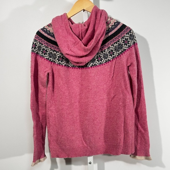 Tabitha Webb Wool Fair Isle Hoodie Sweater Women’s Small Pink Nordic Knit - Picture 2 of 7